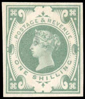GB 1887-92 1s green, imperforate imprimatur, For SG 211