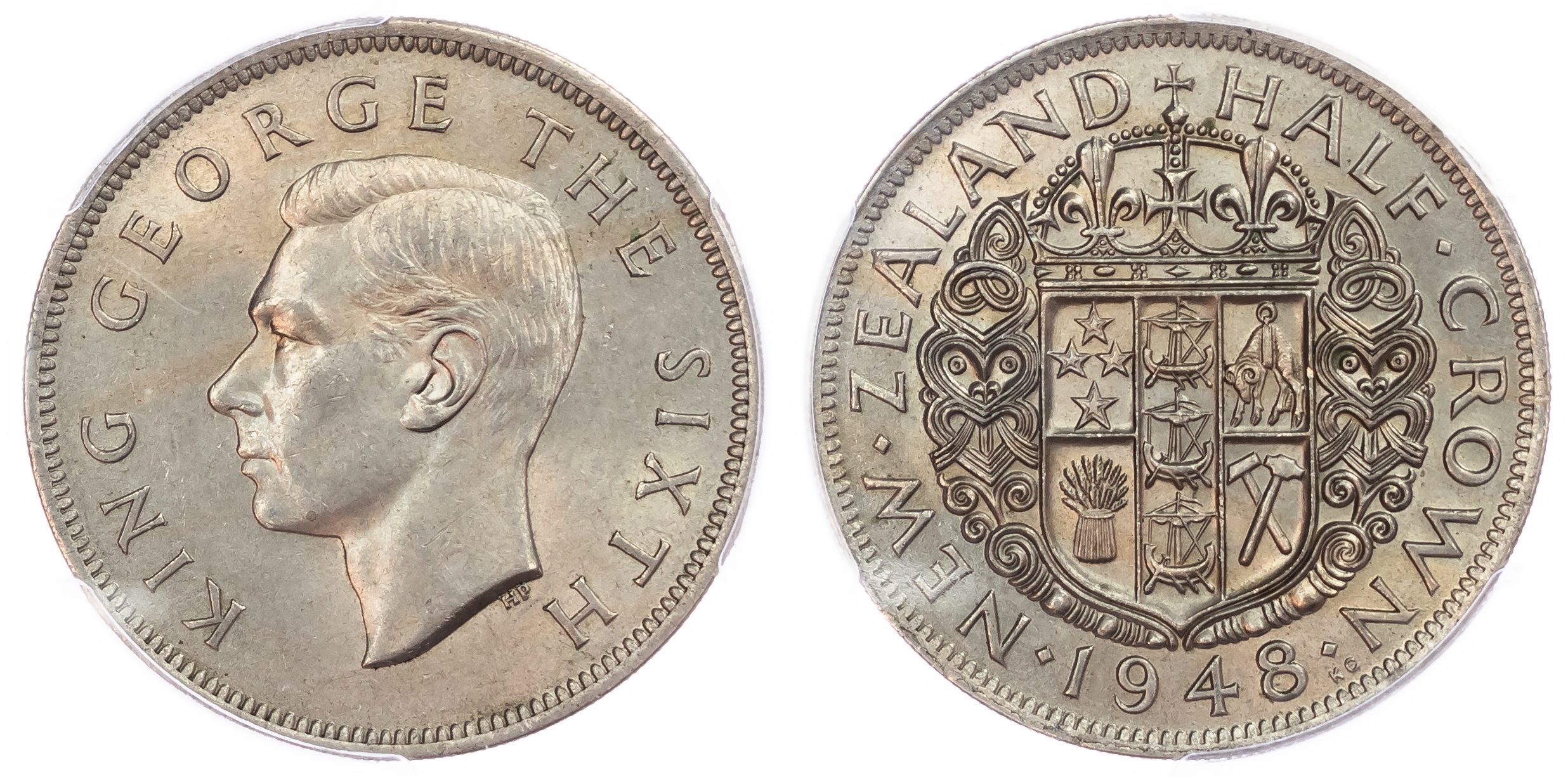 New Zealand, British Commonwealth. George VI Cu Ni Halfcrown. 1948. 