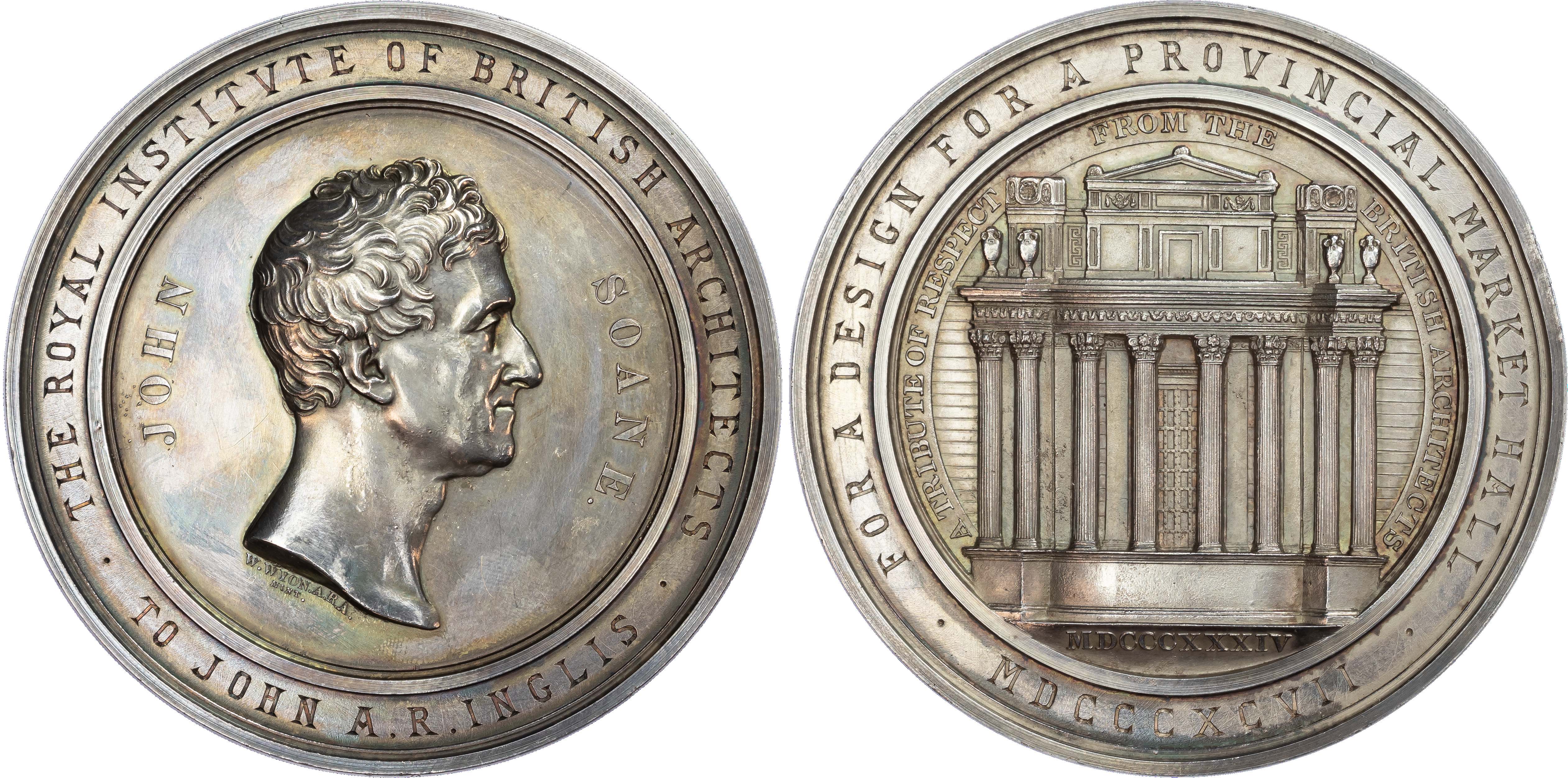 Sir John Soane (1753‑1837), The Royal Institute of British Architects, silver prize medal