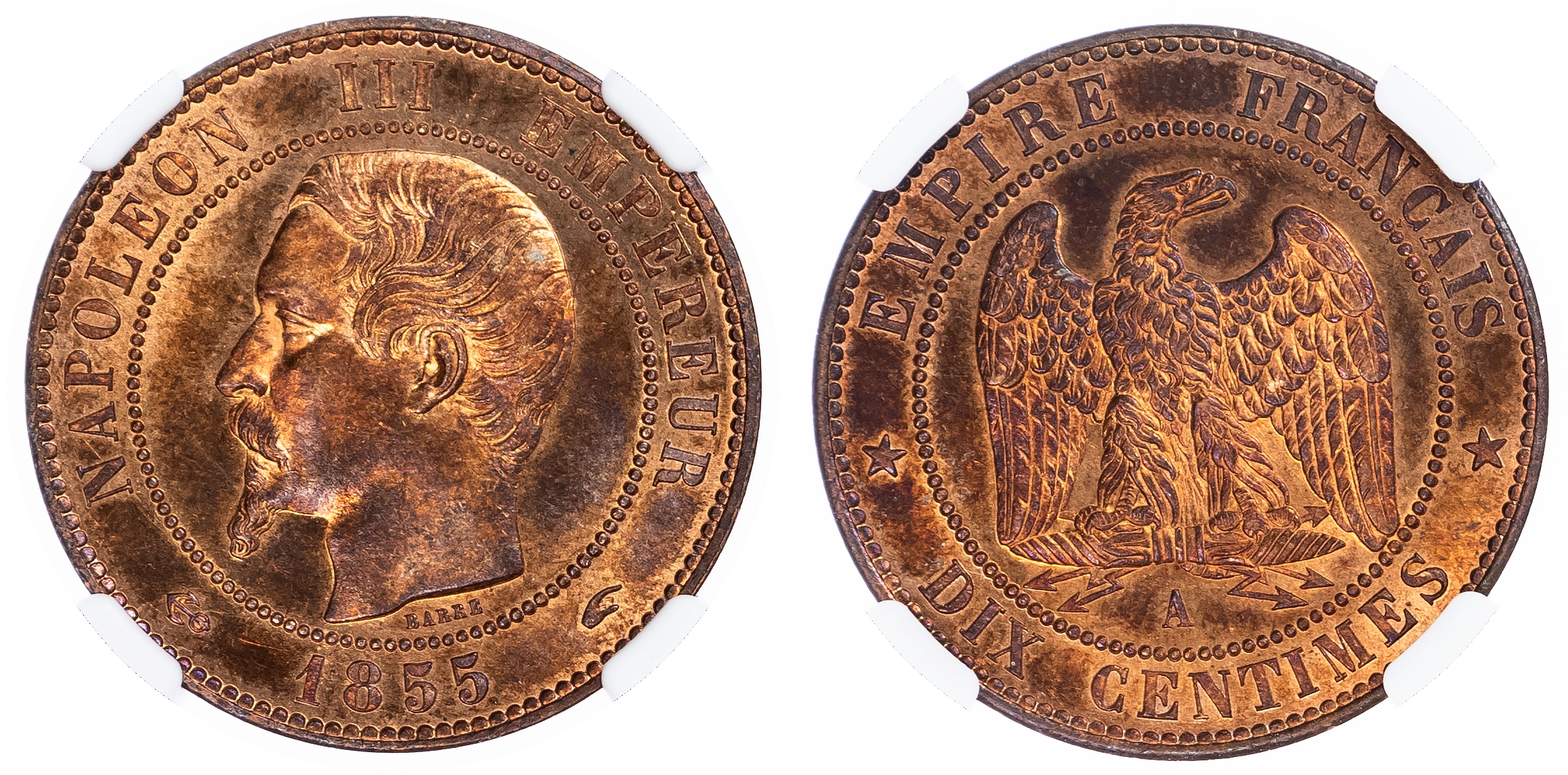 France. Napoleon III Æ 10 Centimes. 1855A. 