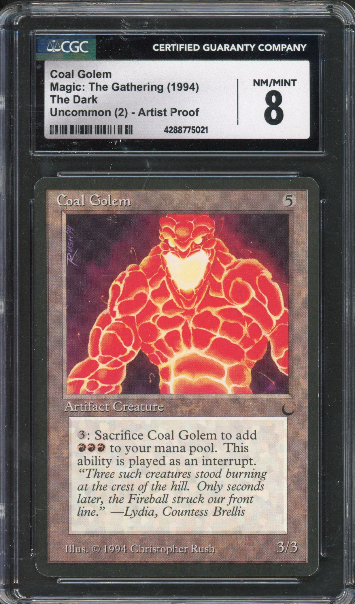 Magic: The Gathering  - Coal Golem Artist Proof  - The Dark  - CGC 8