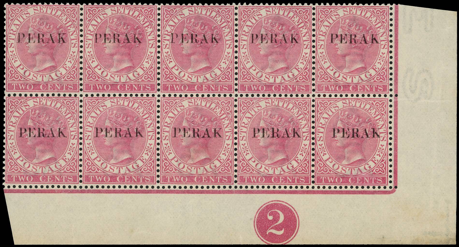 Perak SG 19 Plate block mint