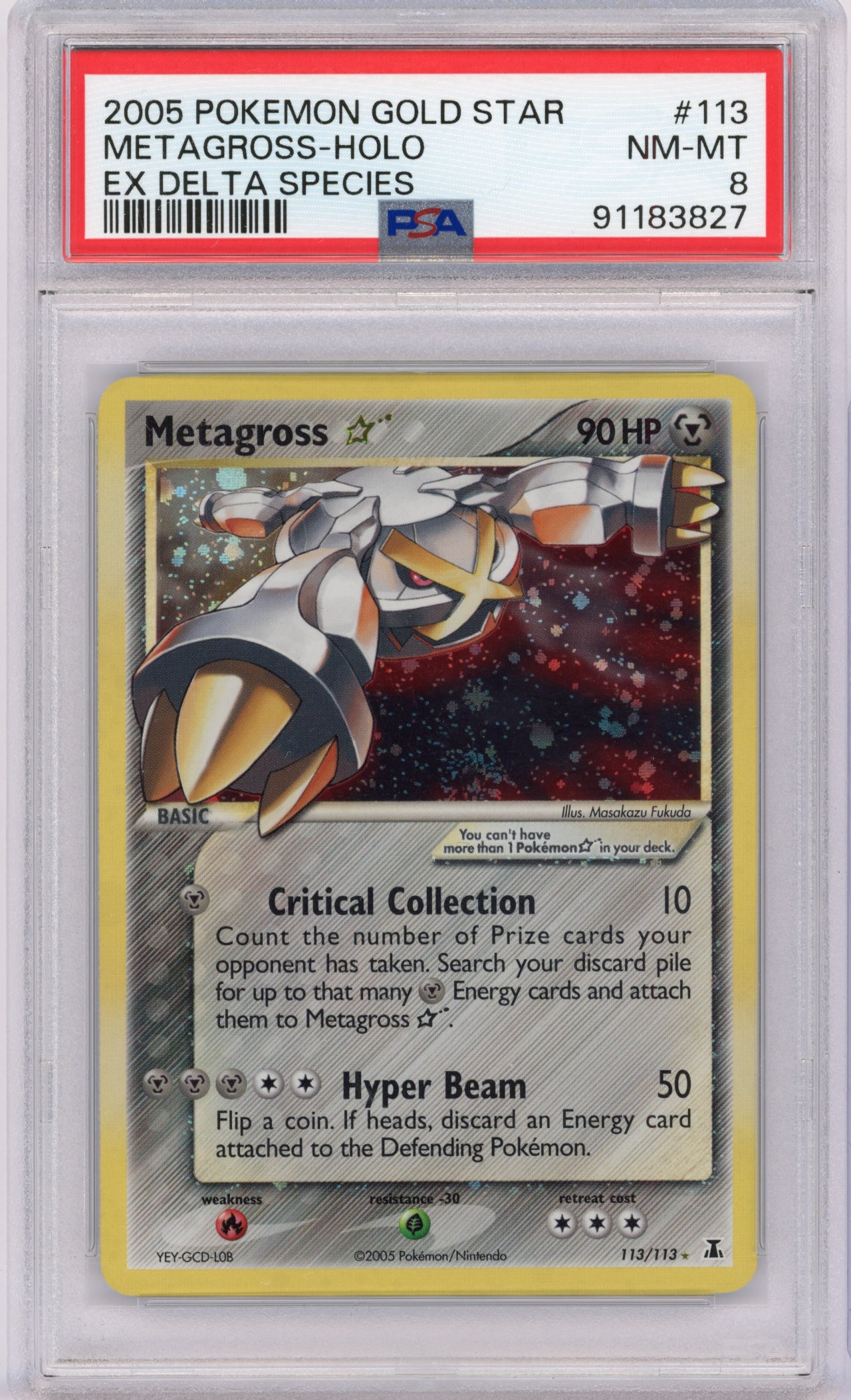 PSA 8 Metagross Gold Star #113 (2005) EX Delta Species