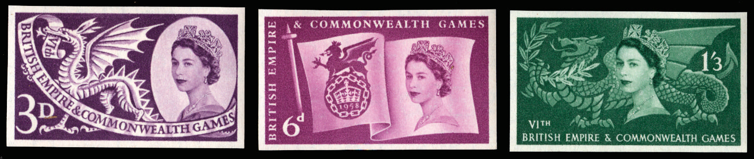Great Britain 1958 Sixth British Empire & Commonwealth Games. Superb unmounted o.g. set of three imperforate impri…