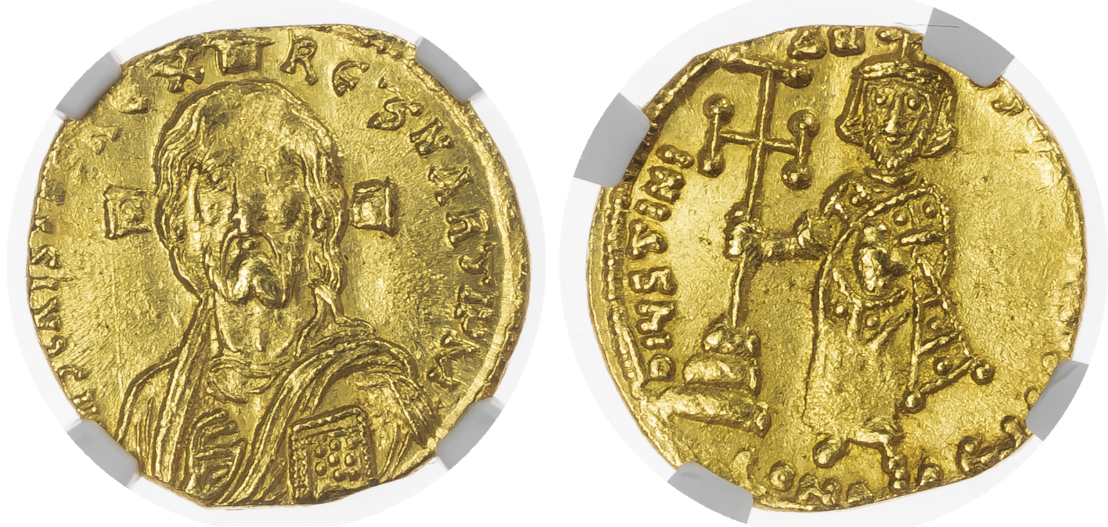 Justinian II (First Reign, AD 685-695) AV Solidus, Constantinople, AD 692-695, 4.38g.