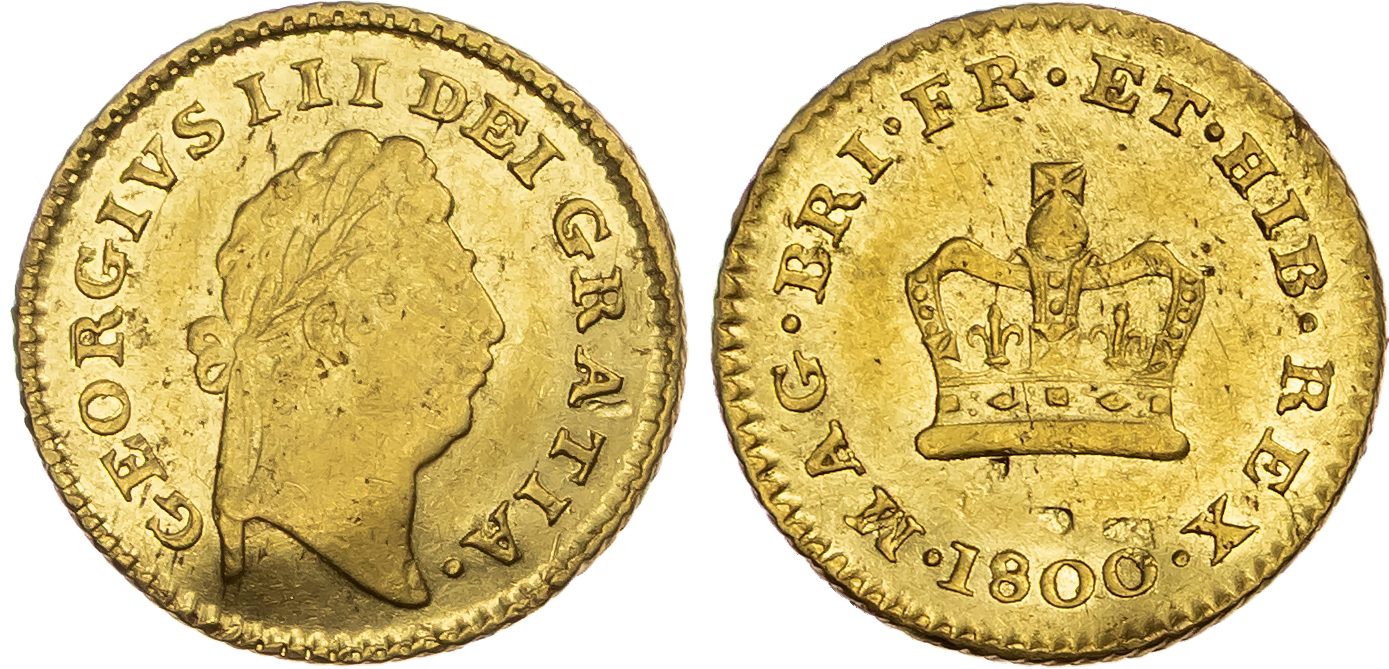 George III (1760-1820), AV Third-Guinea, 1800.