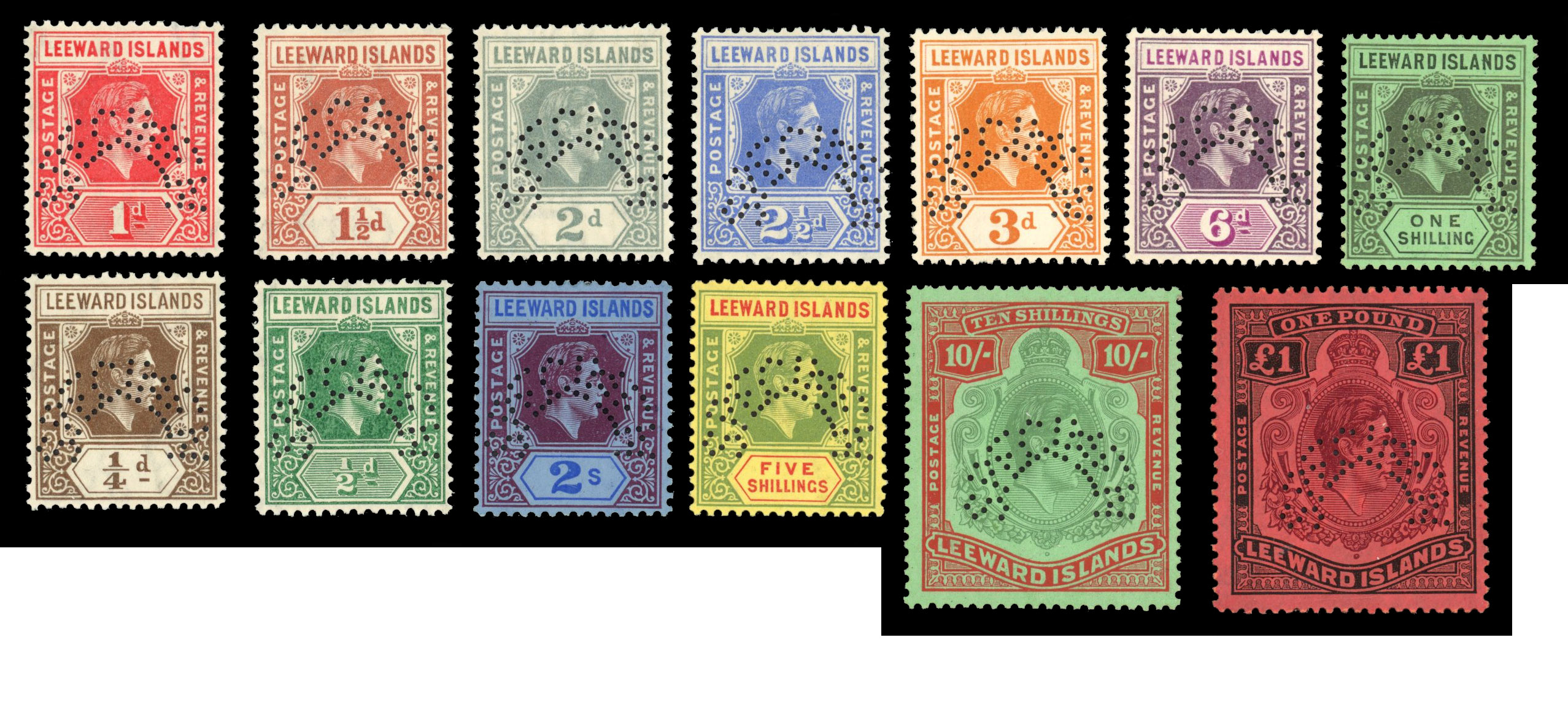 Leeward Islands SG 95s-114s 1938 set Specimen