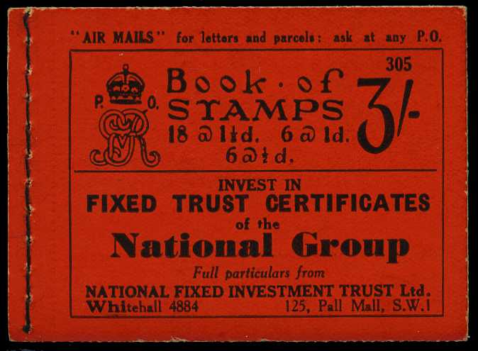 1935 (December) 3/- booklet (#305). Perfs...