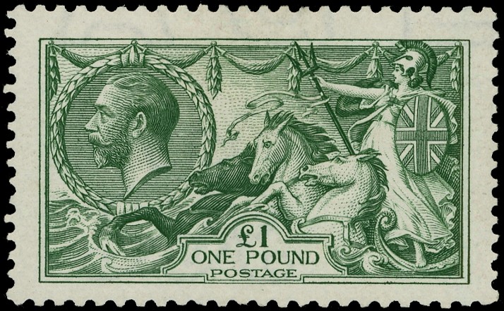 GB: 1913 £1 green, good colour, fine unused o.g. SG 403...