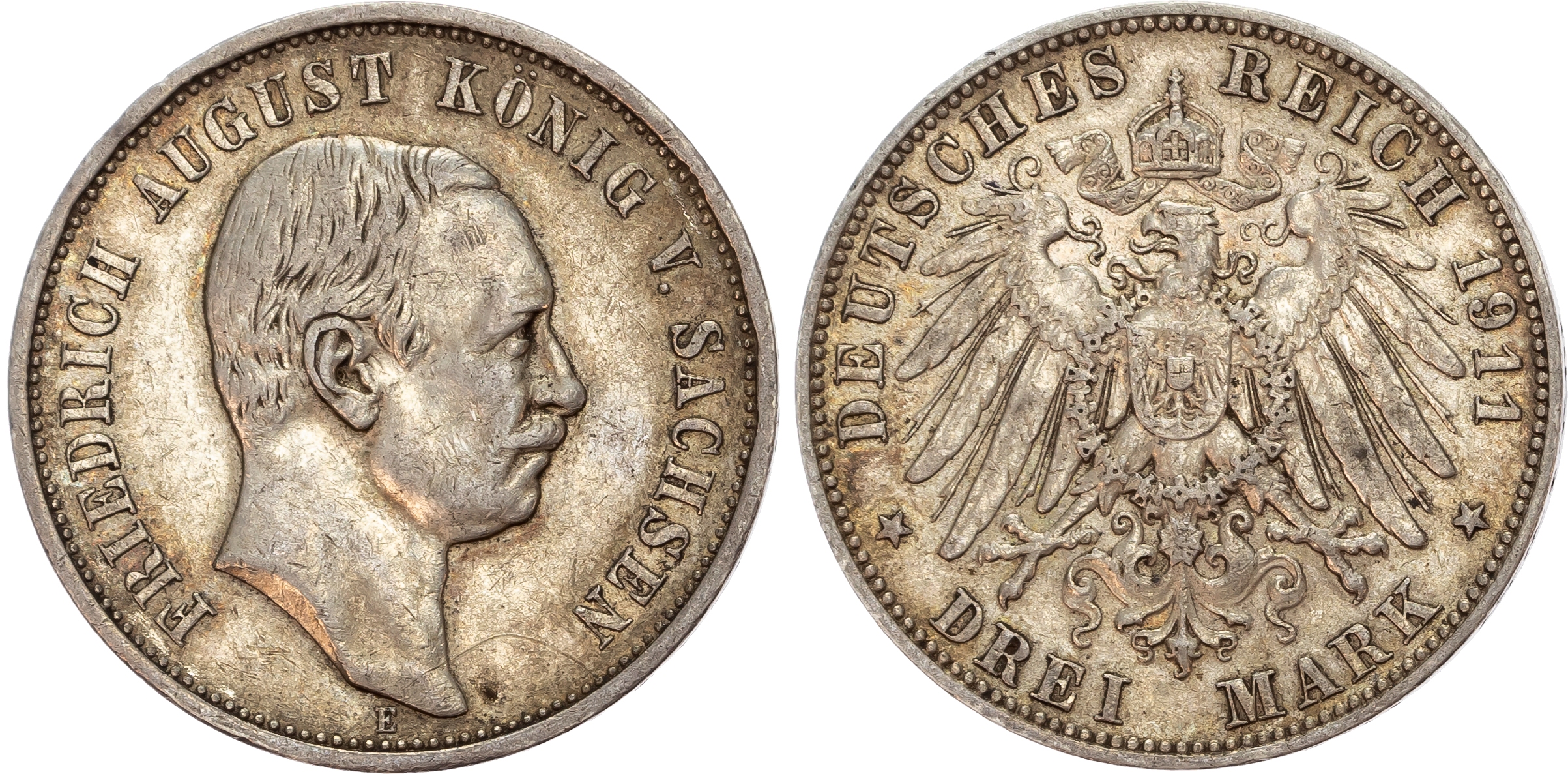 Germany, Saxony, Friedrich August III (1904-1918), silver 3 Marks (6).