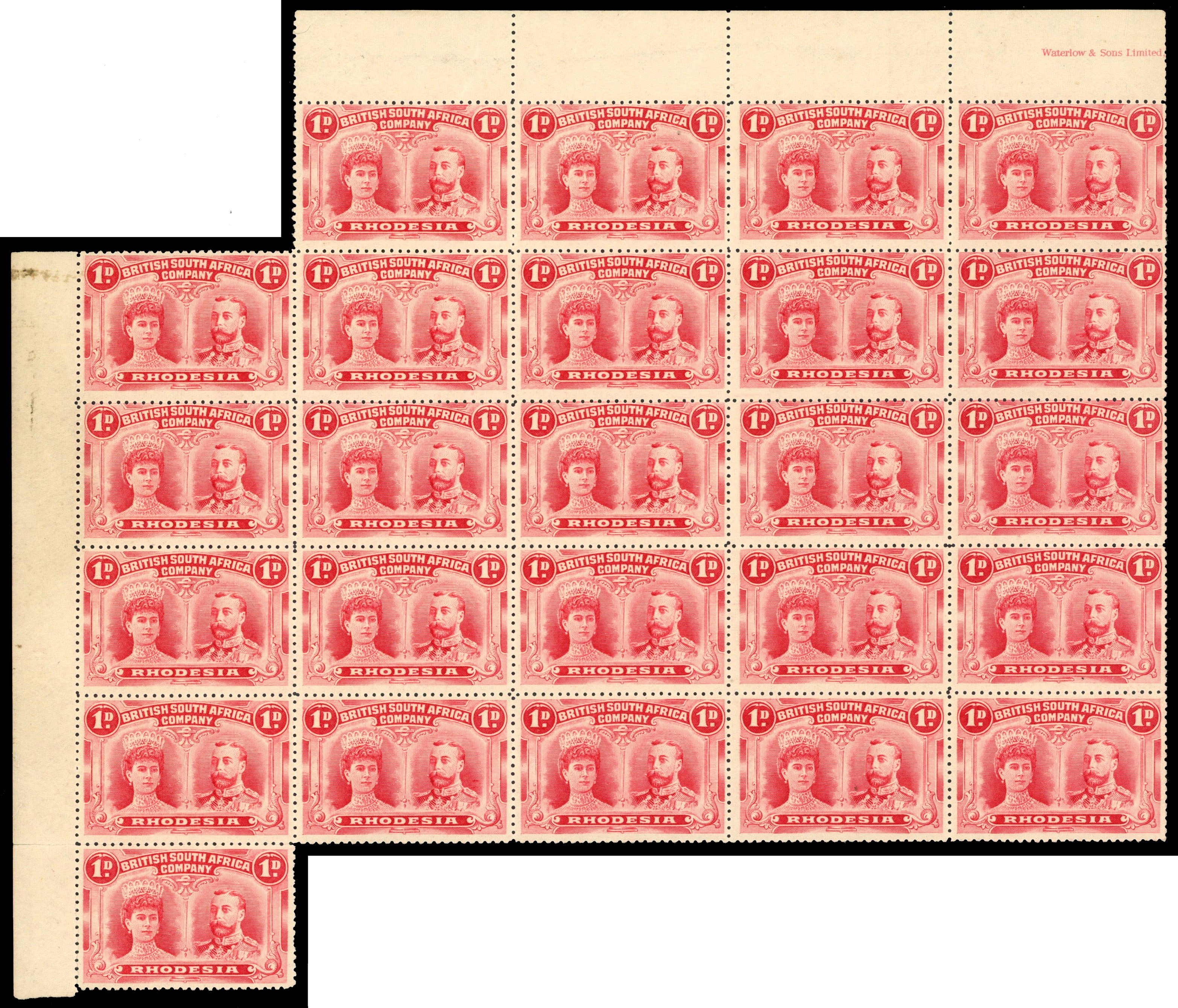 1d bright carmine SG 123 block mint