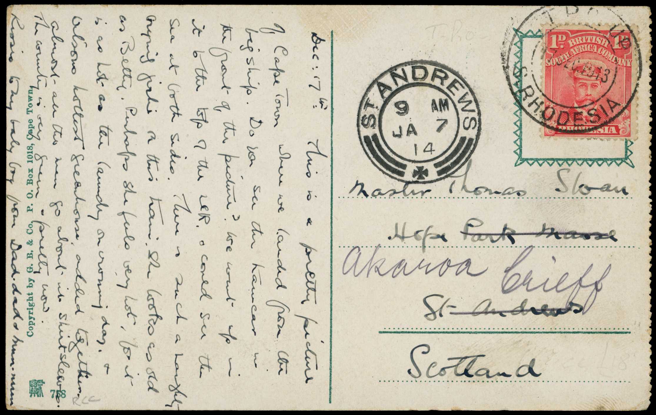 1913 ppc of Table Mountain bearing 1d...