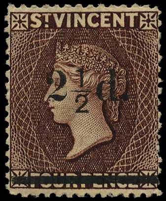 1890 2½d on 4d chocolate, a good o.g. example...