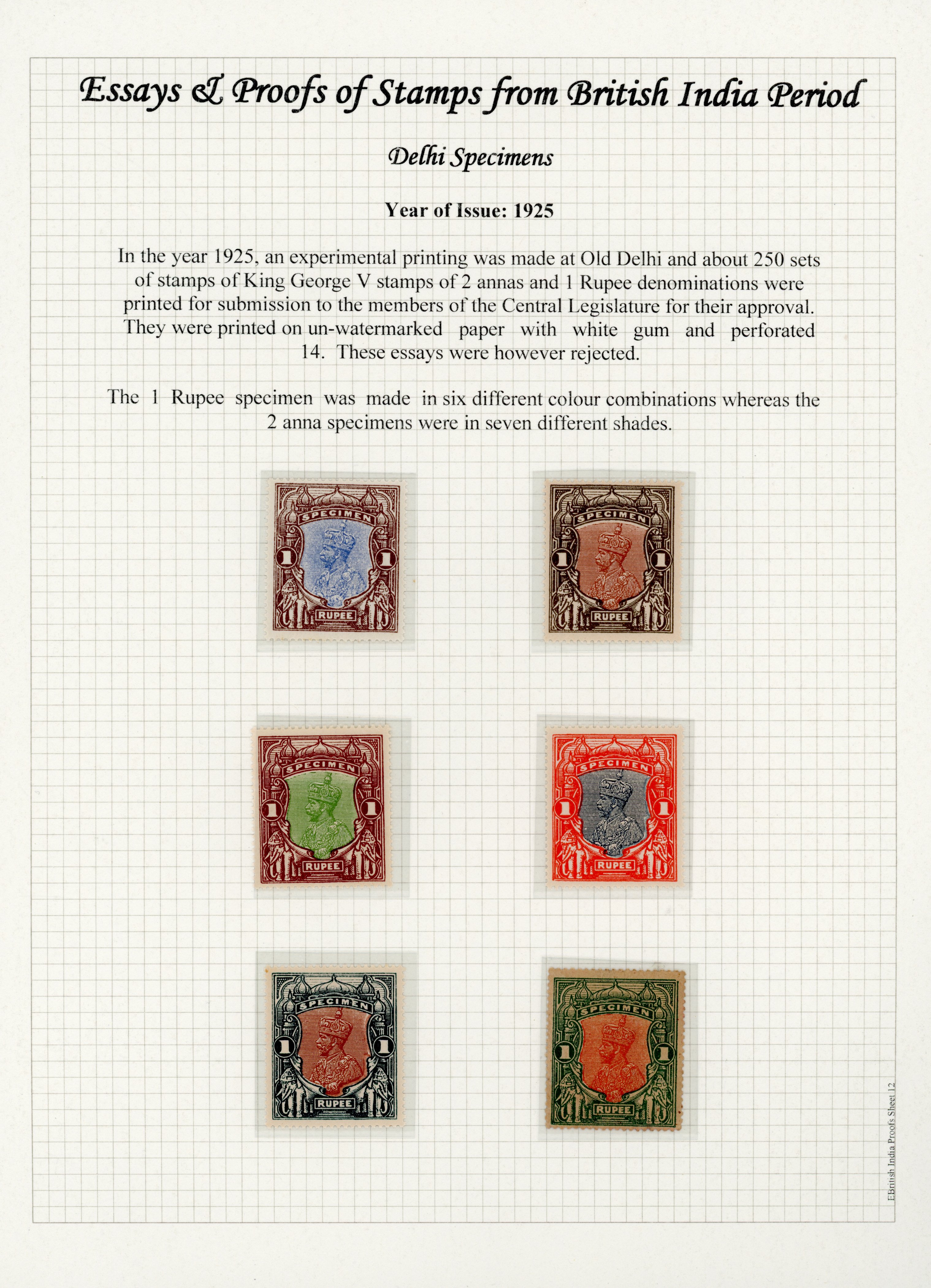 India 1925 Delhi Specimens 1r group