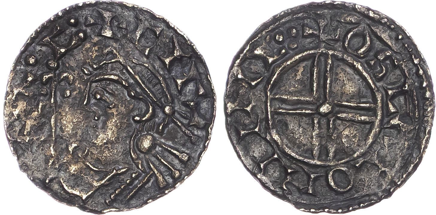Cnut (1016-1035), AR Penny, Short Cross type (c. 1029-1035/6), Lincoln mint, Oslac as moneyer.