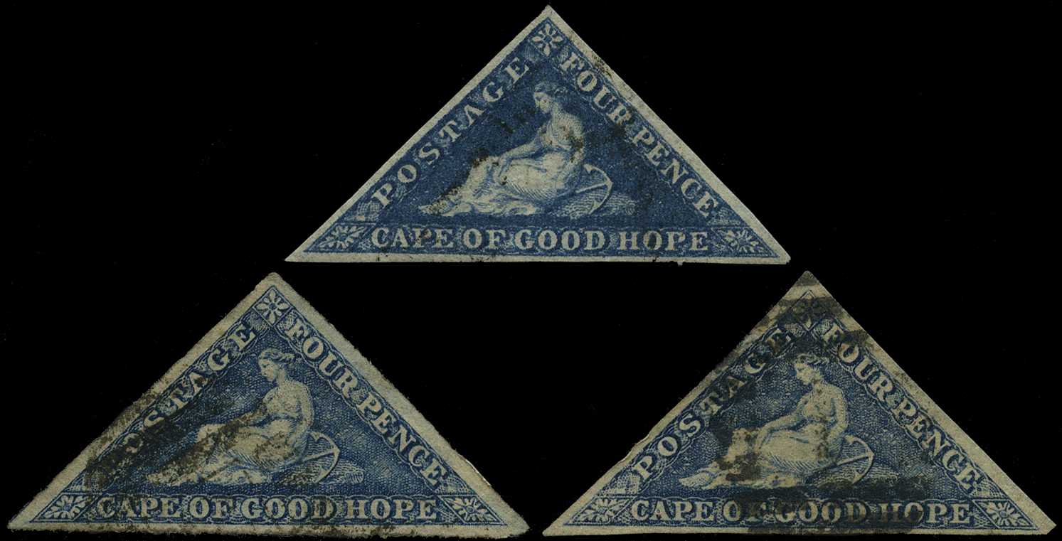 1864 4d three shades in blue, slate-blue...