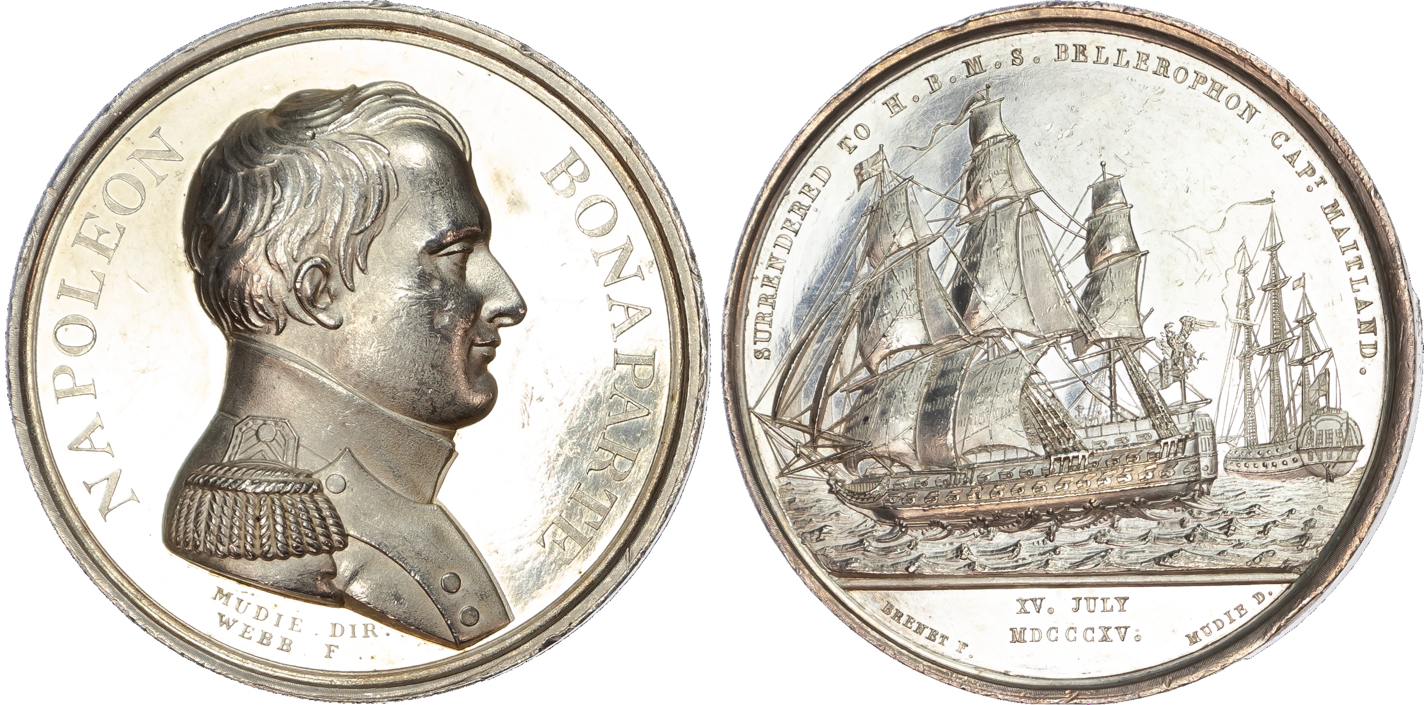 Surrender of Napoleon I, silver medal, 1815