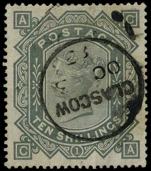 1867-83 Wmk Large Anchor,10s greenish grey...