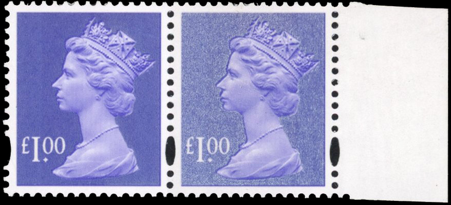 GB SG Y1743 1995 £1 with silver security ink error mint 