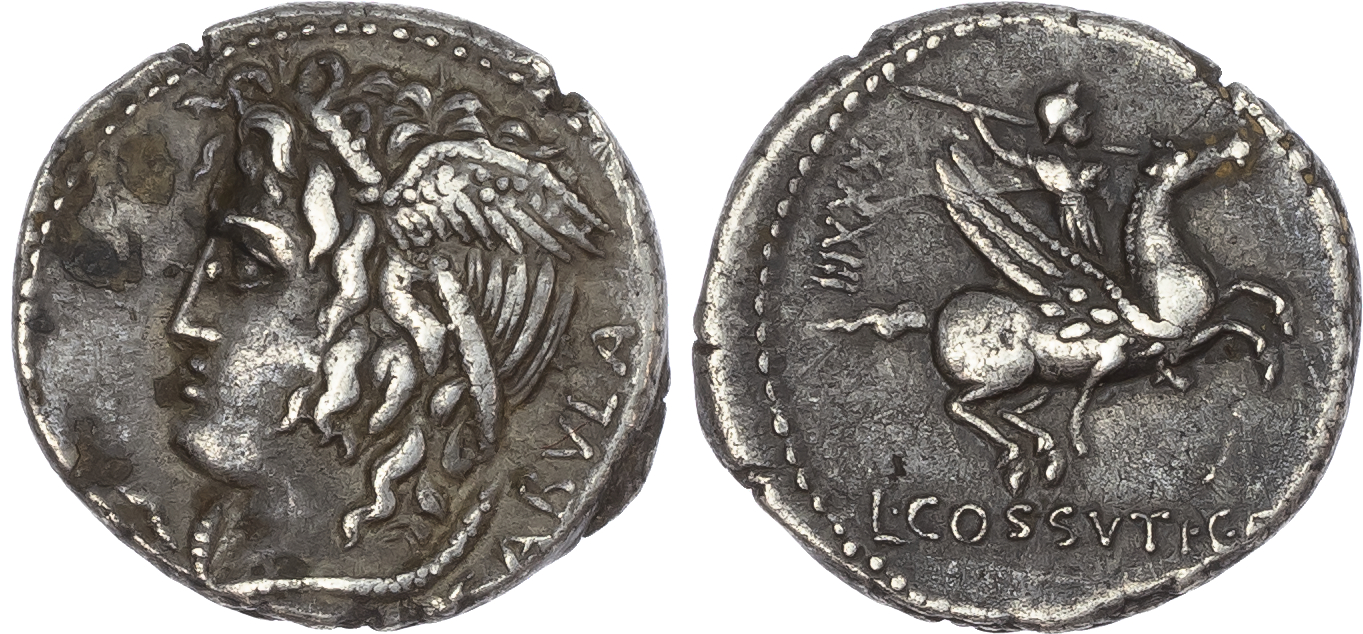 L. Cossutius C. f. Sabula (74 BC) AR Denarius, Rome, 3.77g. 