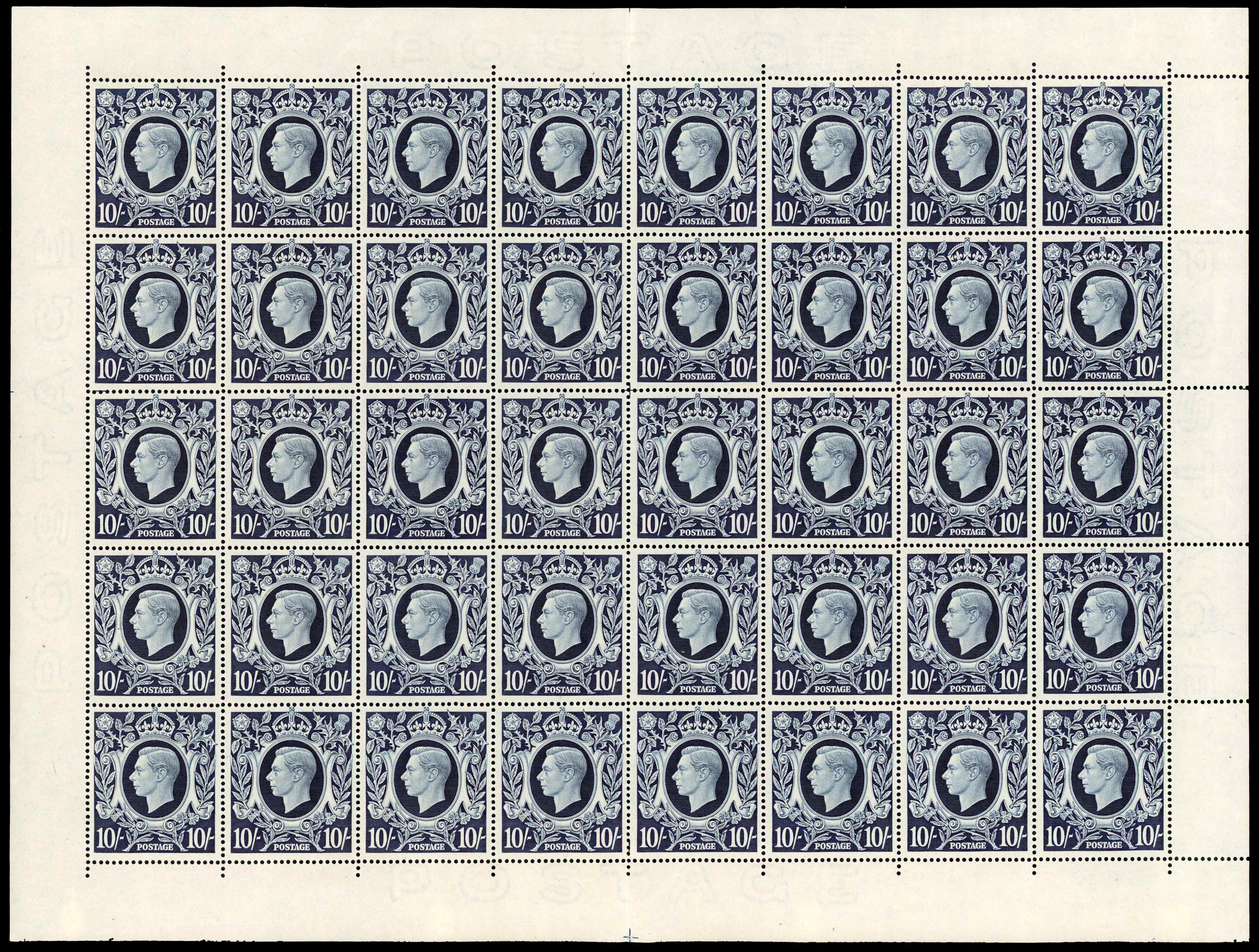 GB SG 478, aa, ab sheet mint