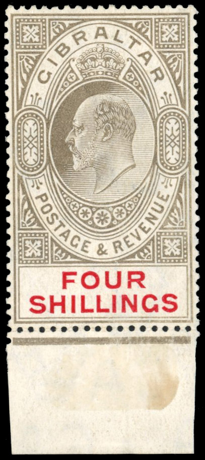 Gibraltar SG 73x 1910 4s watermark reversed mint