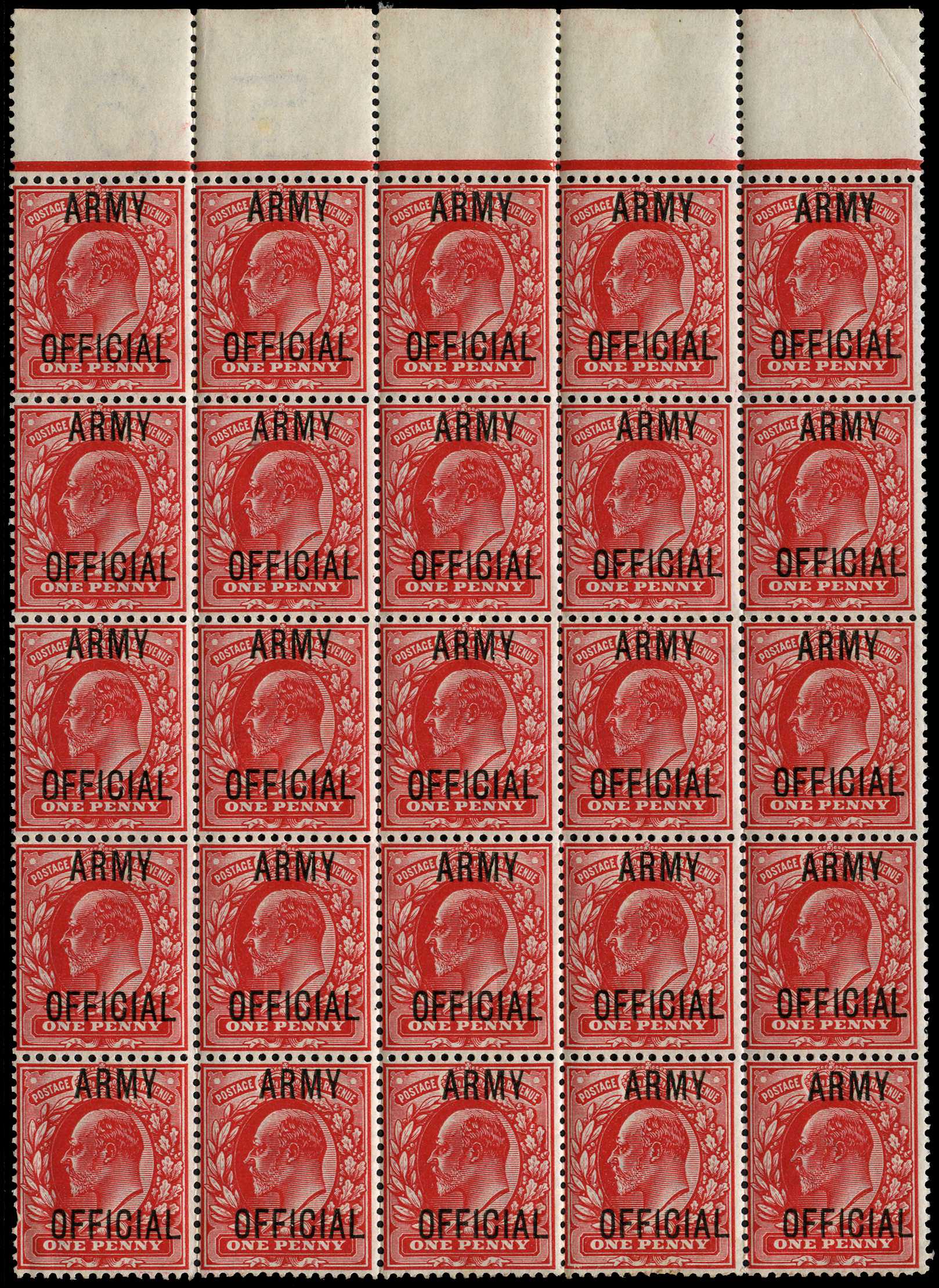 I R OFFICIAL: 1902-04 1d scarlet, top...