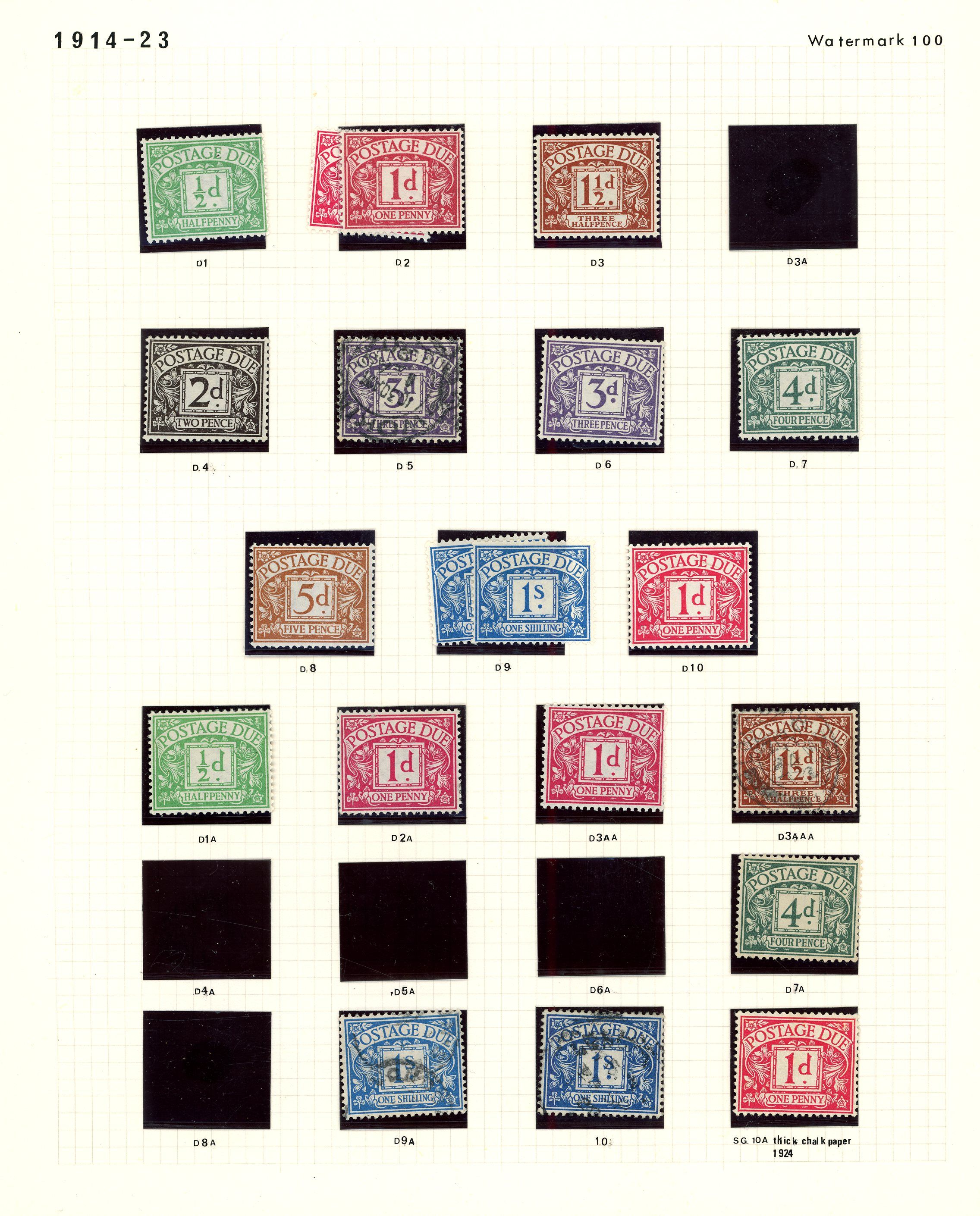 POSTAGE DUES: 1914-75 mainly mint collection with selected watermark varieties arranged on album leaves