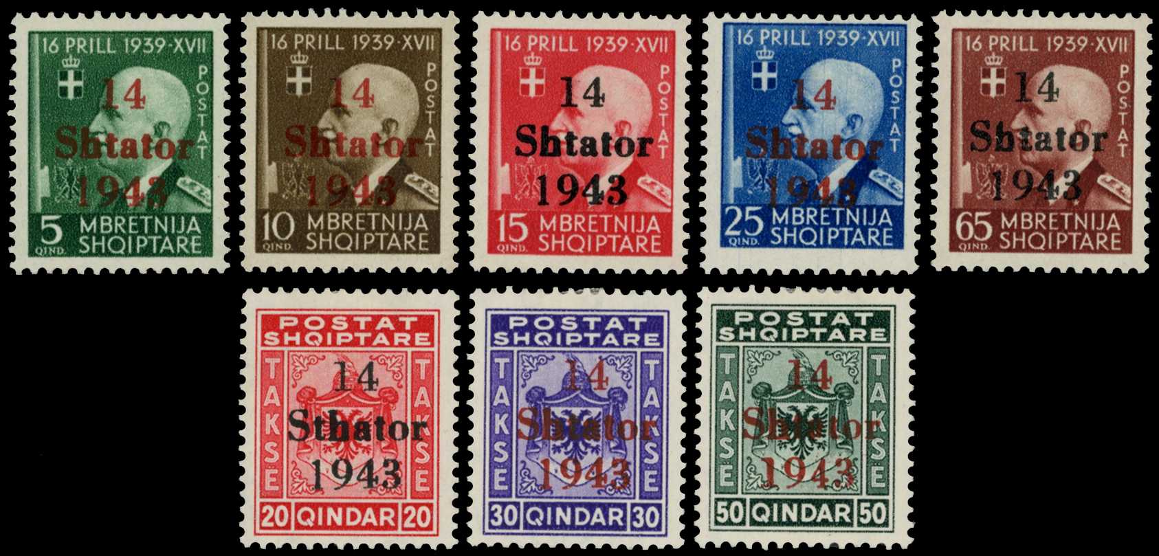 GERMAN OCCUPATION: 1943 optd on stamps of...