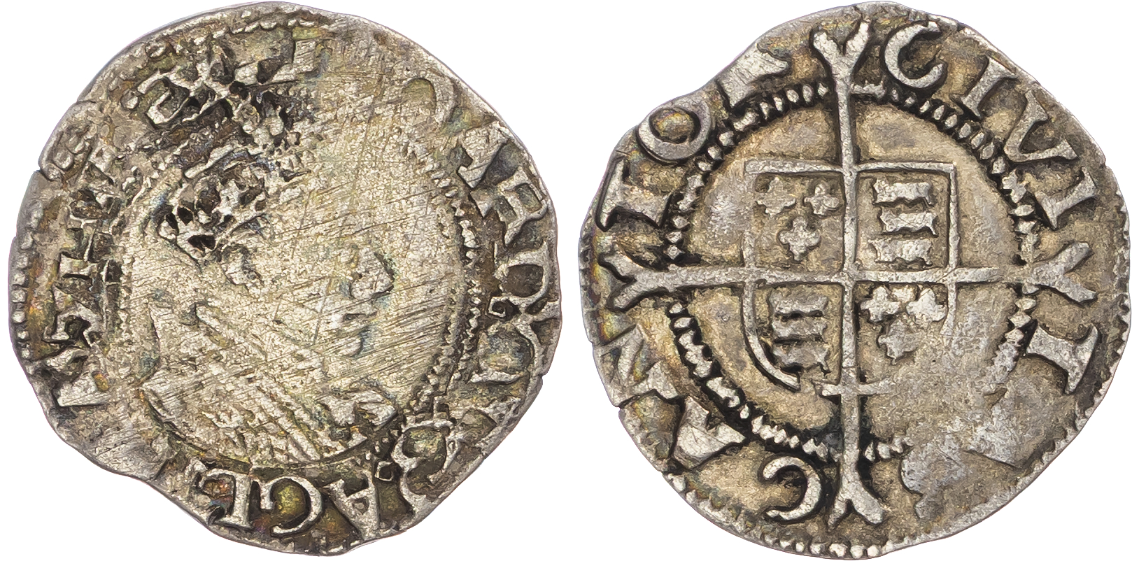 Edward VI (1547-1551), Halfgroat 1.43gm., First Period, Canterbury.