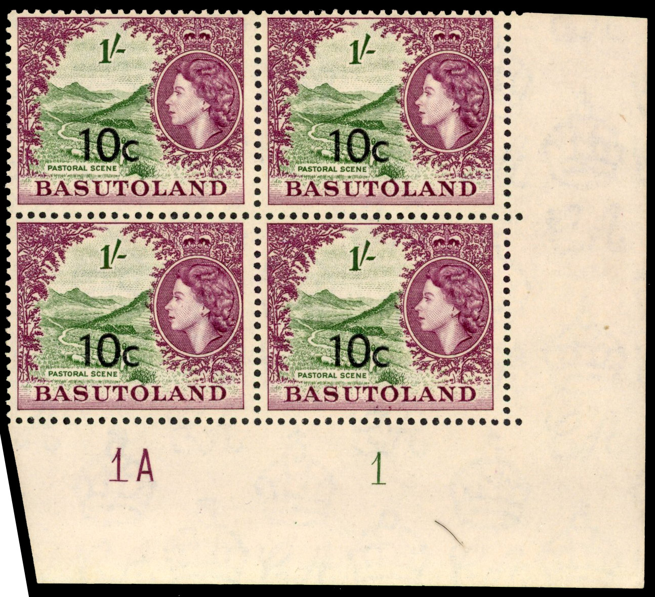 Basutoland SG 64a Plate block mint