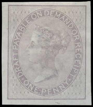 1857 1d Reddish lilac (Bluish paper). Very fine large part o.g. imperforate imprimatur. Lovely fresh appearance. Spec....