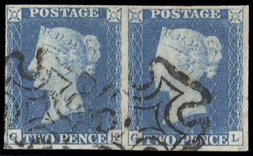 1840 2d Pale blue Pl.2. Very fine used...