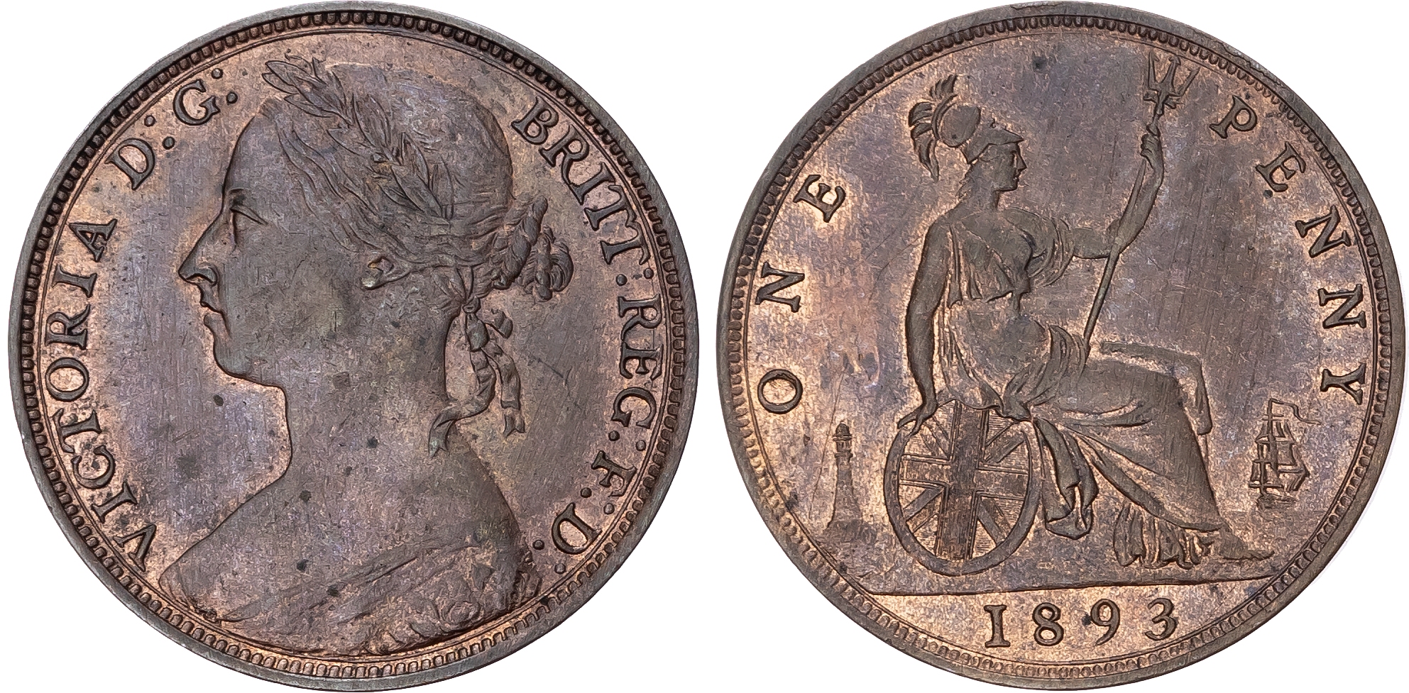 Victoria (1837-1901), Bronze Penny, 1893