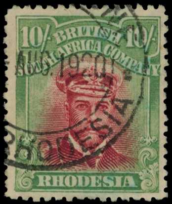 1917-20 10/- Head Die IIIA, perf 14. Fine...