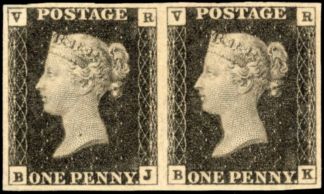 GB SG V1 1840 1d black VR pair mint