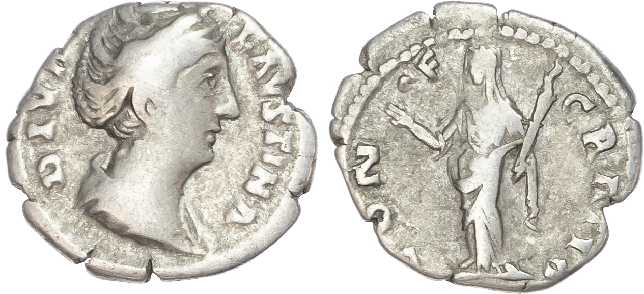 Diva Faustina Senior (d. AD 140/1) AR Denarius, Rome, 2.76g. 