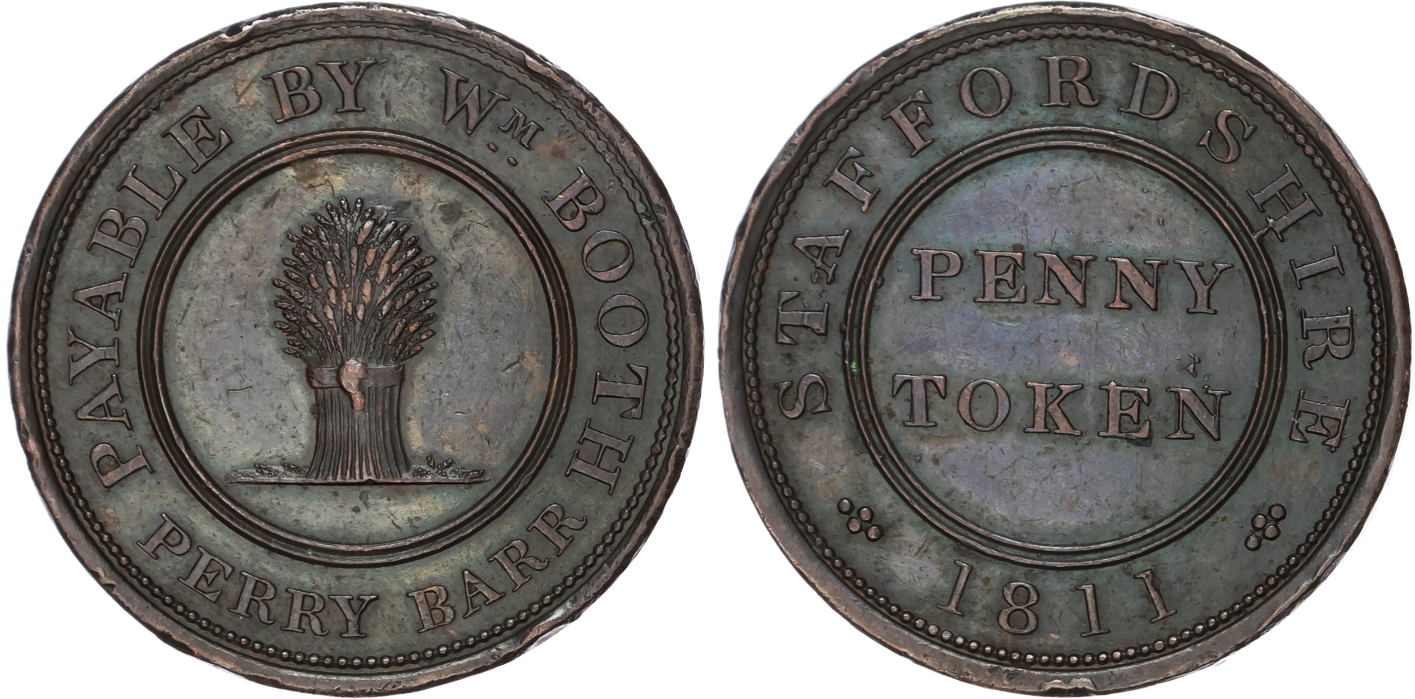 PERRY BARR , Staffs. William Booth (forger – token issued to justify why he owned a coin press!) Penny 1811, W…