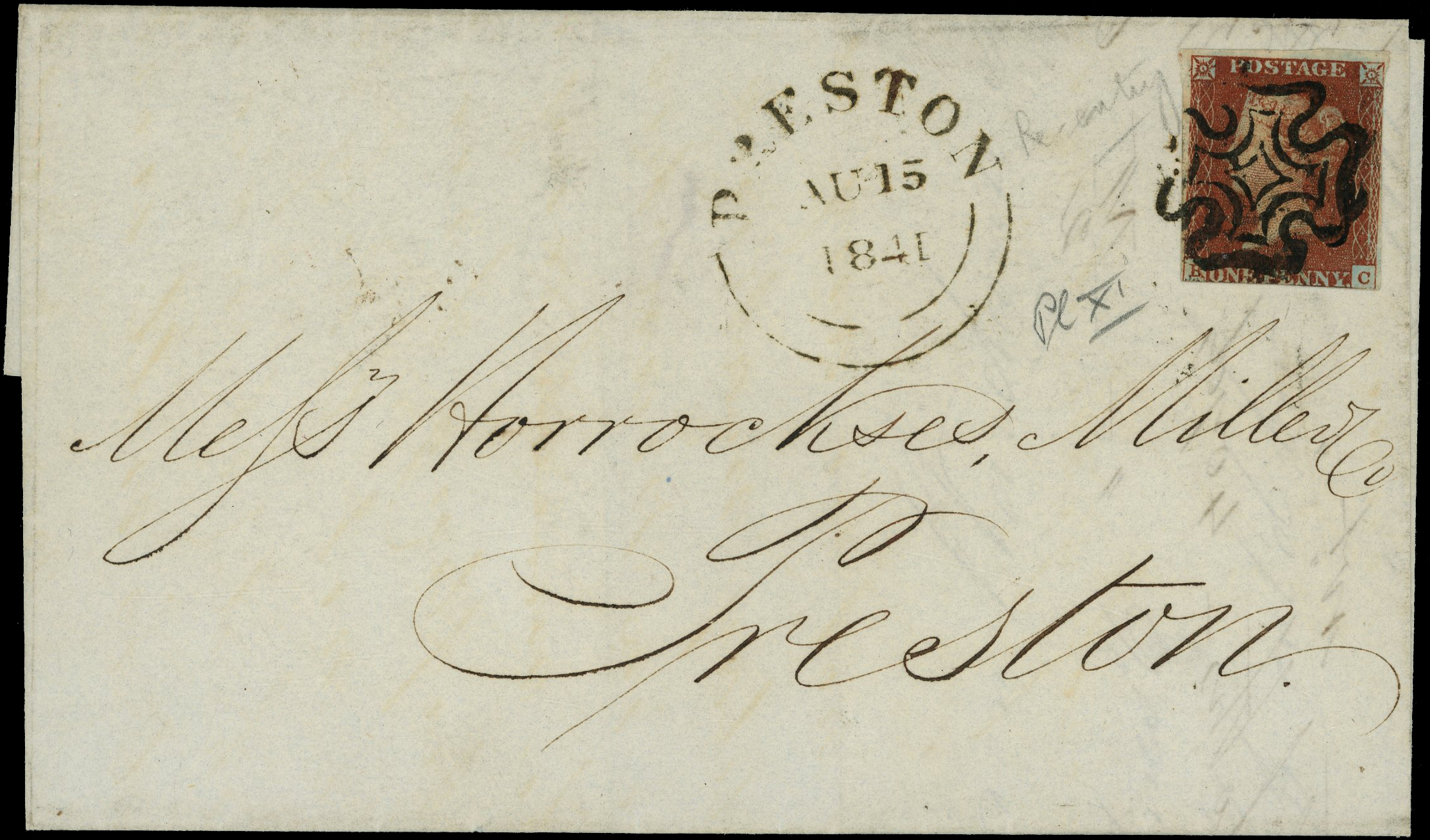 1840 1d Black Pl.11 (BC, Re-entry) Matching pair of covers