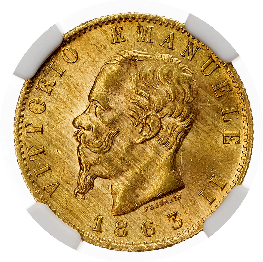 Italy. Vittorio Emanuele II AV 20 Lire. 1863T. 
