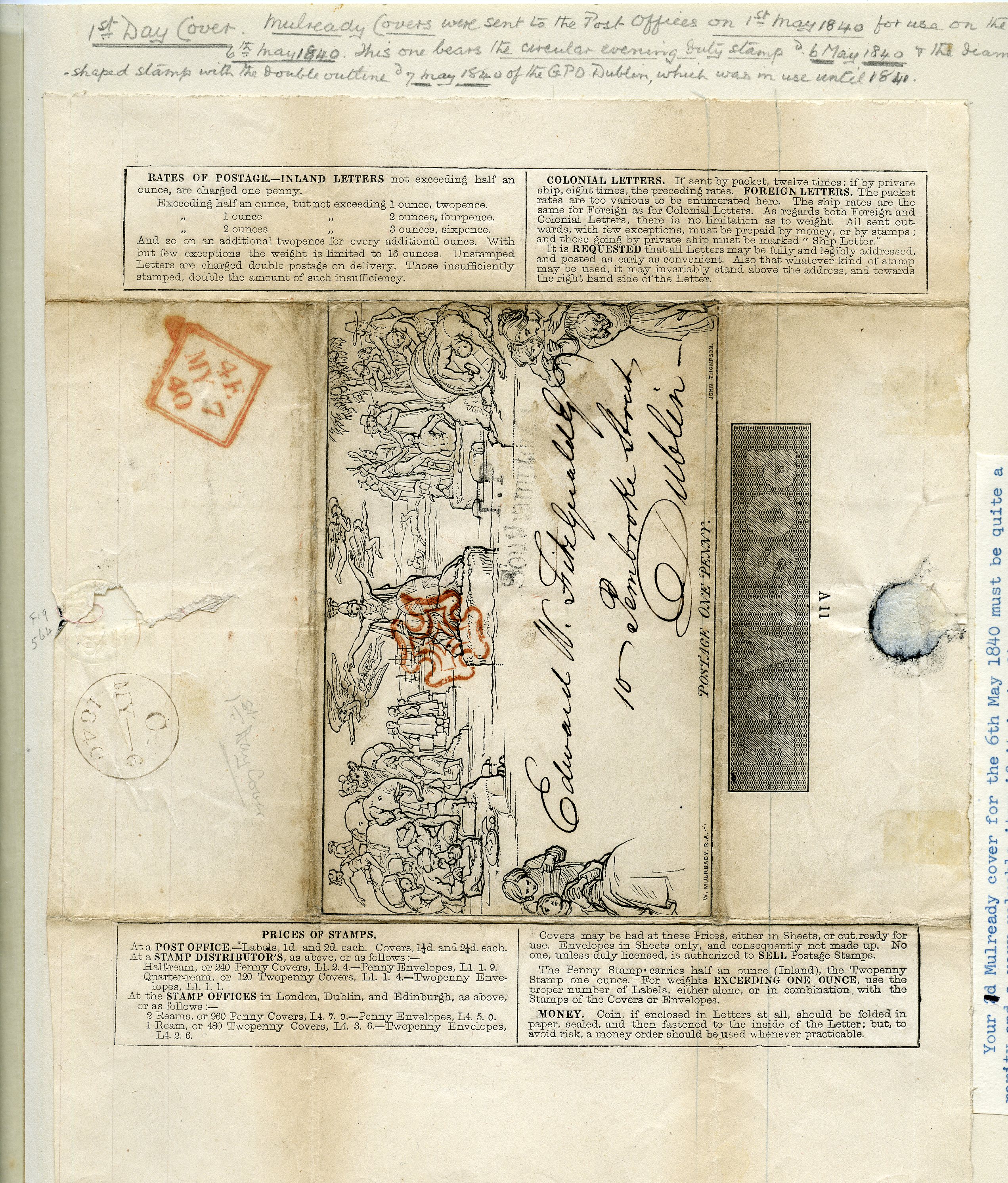 1840 1d Mulready Lettersheet (Forme 1 Stereo...