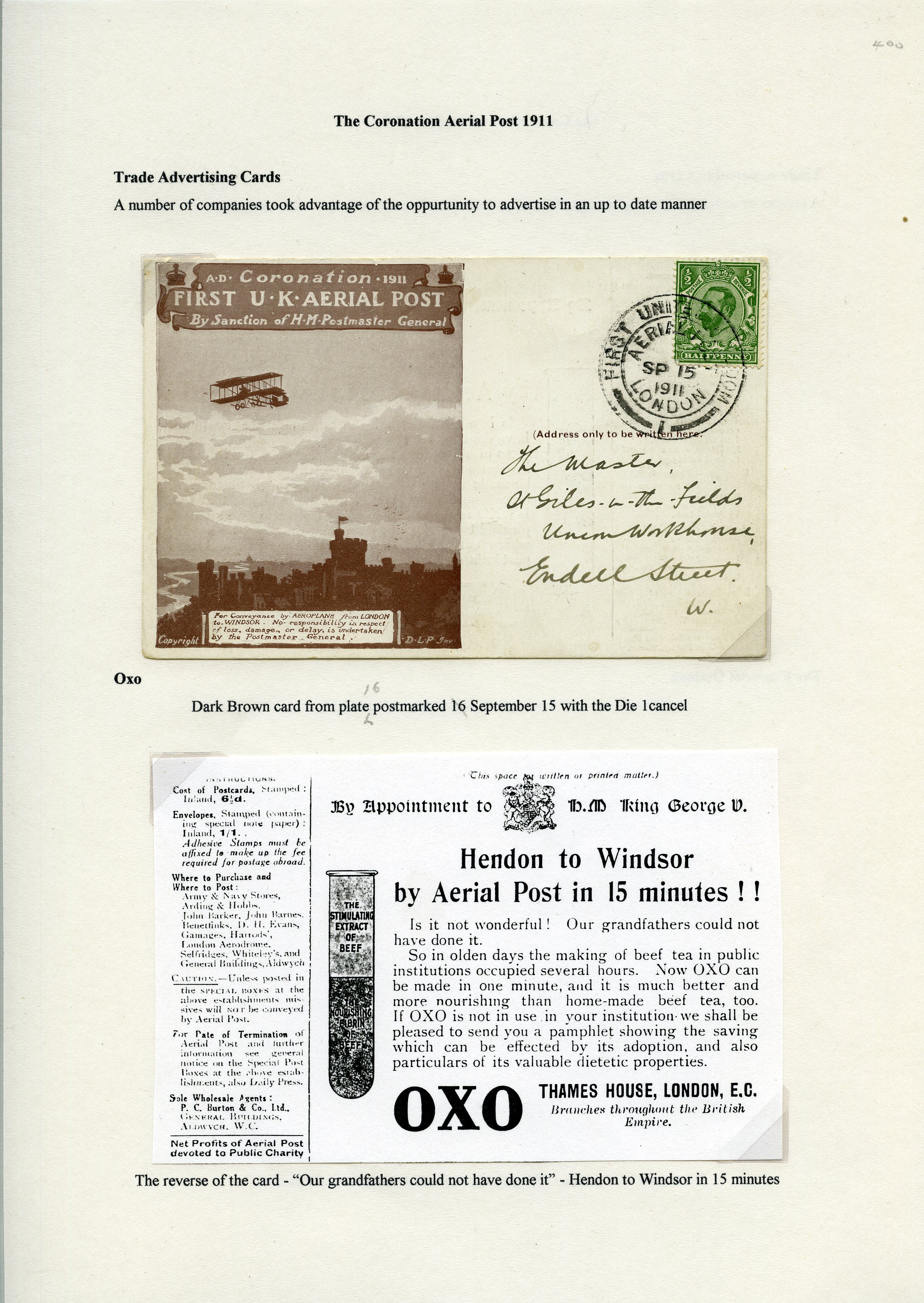 1911 FIRST U.K. AERIAL POST: Four...