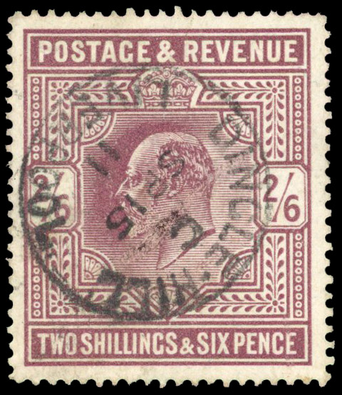 1911 2s6d Dull reddish purple cds example first day of issue