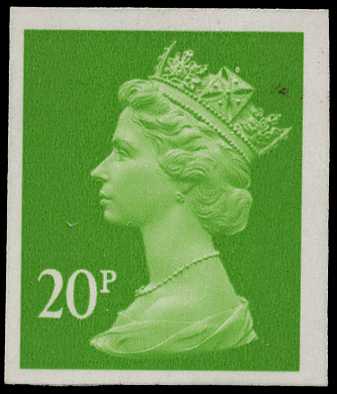 1999 20p bright green (2 bands)...