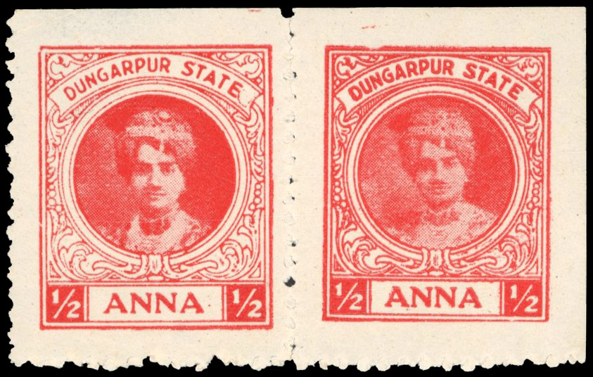 I.F.S Dungarpur SG 10ca Die I and Die II se-tenant mint pair 