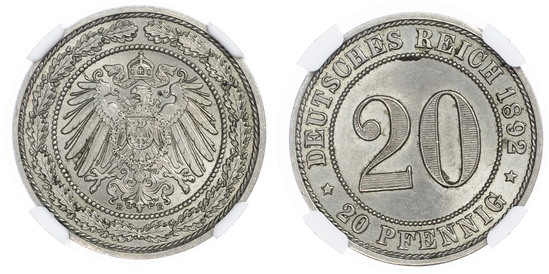 Germany, Empire. Wilhelm II Cu Ni 20 Pfennig. 1892E. 