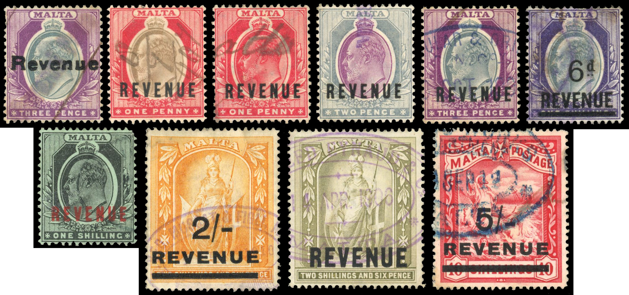 Malta KEVII revenue set Used