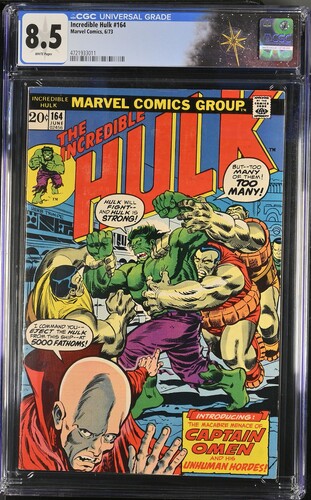 Incredible Hulk #164 CGC 8.5 1st appearance of Captain Omen and Colonel Armbruster (Marvel Comics, 1973)