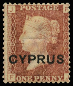 1880 1d red, plate 181, lettered "FJ", large...