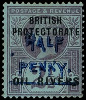 1893 ½d on 2½d handstamped Type 9 in blue, large part o.g.    SG 32,...